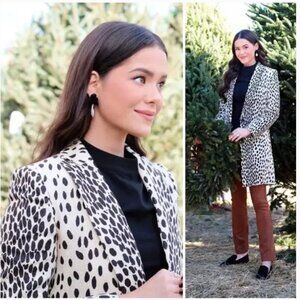 Emerson Fry NWT Wingtip Spotted Snow Leopard Linen Long Line Coat/Jacket Size 10